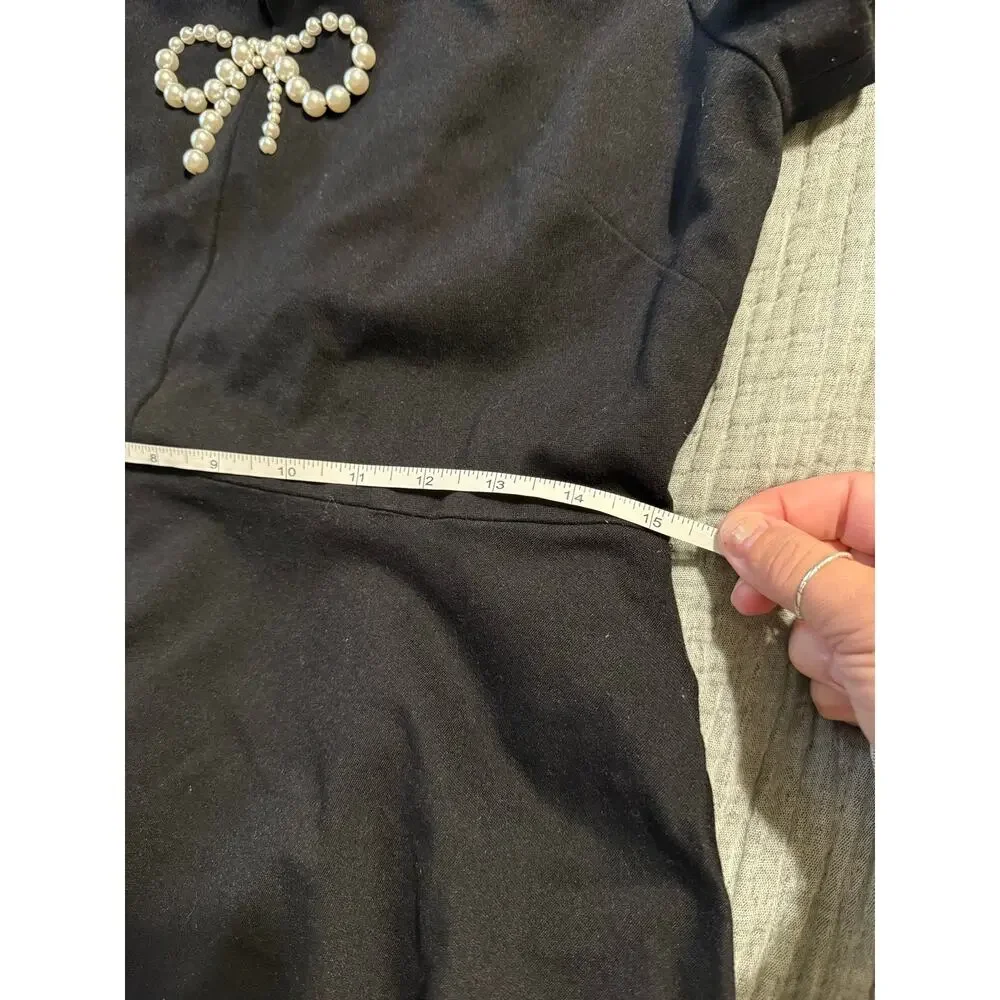 Kate Spade Black Dress Mini Pearl Bow Ponte Dress Size M